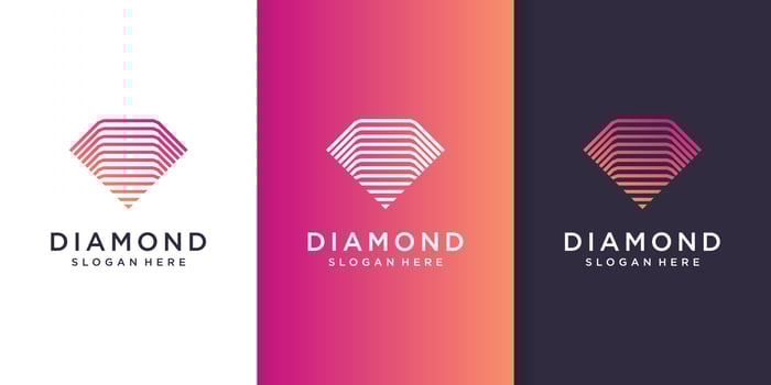 Diamond logo design with creative line concept Premium Vector