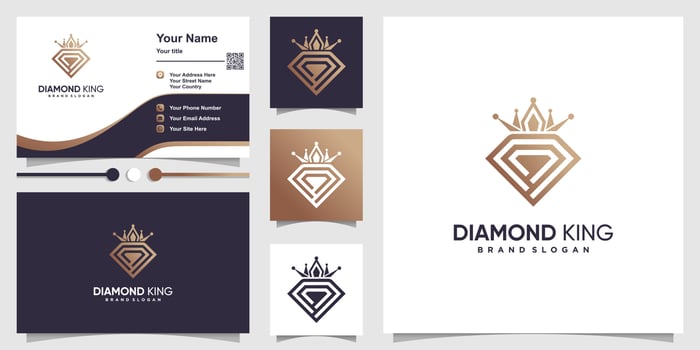 Diamond logo design with crown element concept Premium Vector