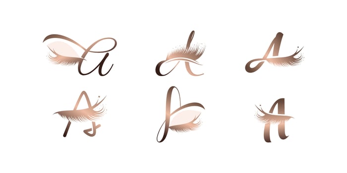 Lashes logo with creative letter A design Premium Vector