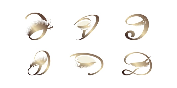 Letter D vector icon logo design with lashes concept Premium Vector