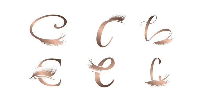Letter C vector icon logo design with lashes concept Premium Vector