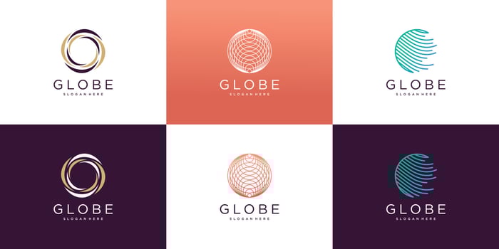 Global logo design with creative unique concept Premium Vector