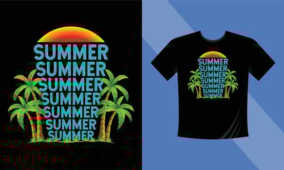 Summer Summer Summer T-Shirt Vector illustration on the theme of California. Grunge background. Typography, t-shirt graphics, print, poster, banner, flyer, postcard