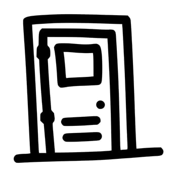 door with frame hand drawn doodle outline vector template illustration