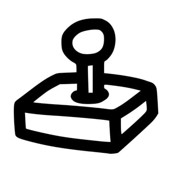 simple single joystick hand drawn doodle outline vector template illustration