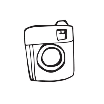 vector illustration doodle style camera. social networks icon simple hand drawing. isolated on white background