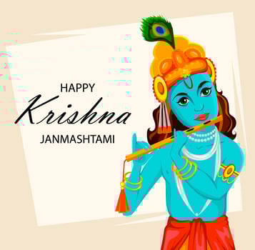 Happy Krishna Janmashtami greeting card vector