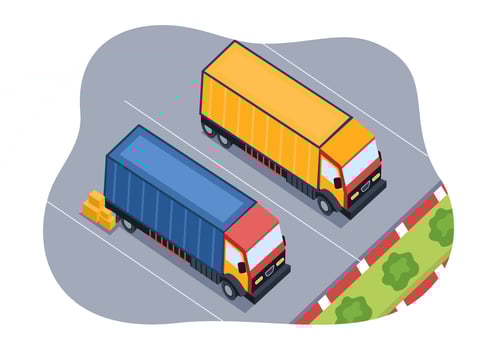 Trucking Transportation Cartoon Illustration with Cargo Delivery Services or Cardboard Box Sent to the Consumer in Flat Style Design vector
