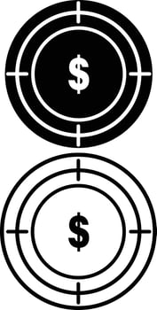 Investment target icon on white background. Business target sign. Target money symbol. focus dollar logo. flat style. vector