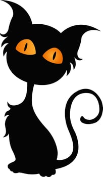 Cute black cat cartoon on white background vector
