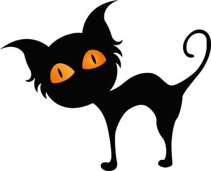 Cute black cat cartoon on white background vector