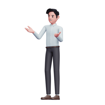 3d handsome man talking pose, 3D render businessman character illustration png
