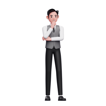smart man is thinking wearing a gray office vest png