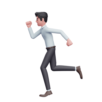 businessman in rush, 3D render businessman character illustration png