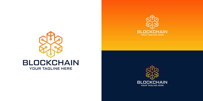geometric blockchain technology logo design inspiration vector
