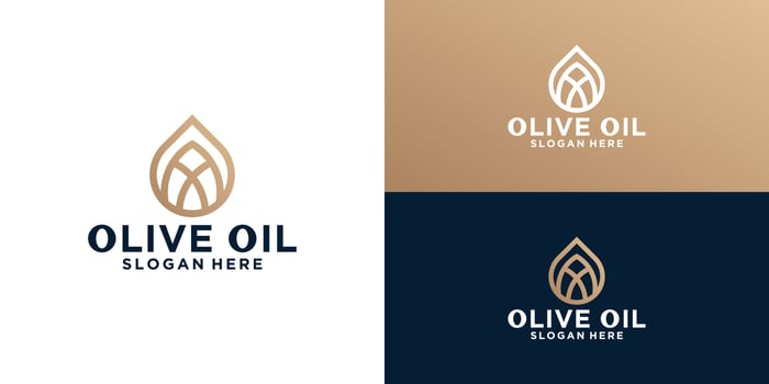olive oil logo design with elegant lines and gold color vector