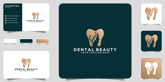 dental beauty care design logo template and business card design vector