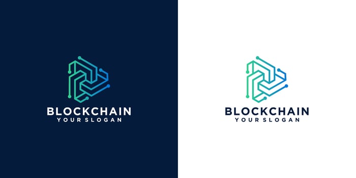 technology geometric blockchain logo design inspiration vector
