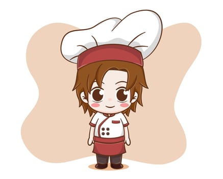 Cute chef boy cartoon illustration vector
