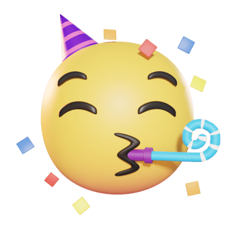 Partying face Emoji 3D Illustration png