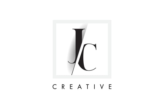 JC Serif Letter Logo Design with Creative Intersected Cut. vector