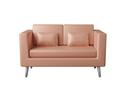 Rose gold Sofa 3D illustration, Empty 2 seats luxury sofa png
