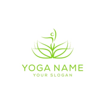 Yoga logo design with lotus concept template style line art vector