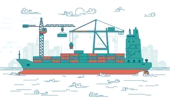 cargo port cartoon vector