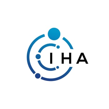 IHA letter technology logo design on white background. IHA creative initials letter IT logo concept. IHA letter design. vector
