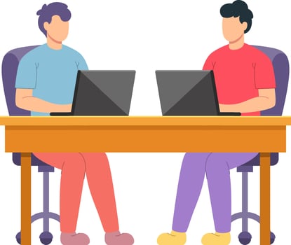 employees are having discussions flat design vector