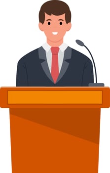 businessman giving a talk on the podium vector