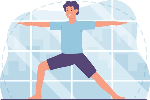 Flat Design Man Character In a Yoga Position vector