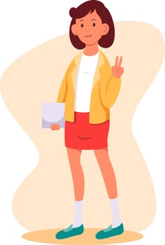a young woman who is going to her campus to study vector