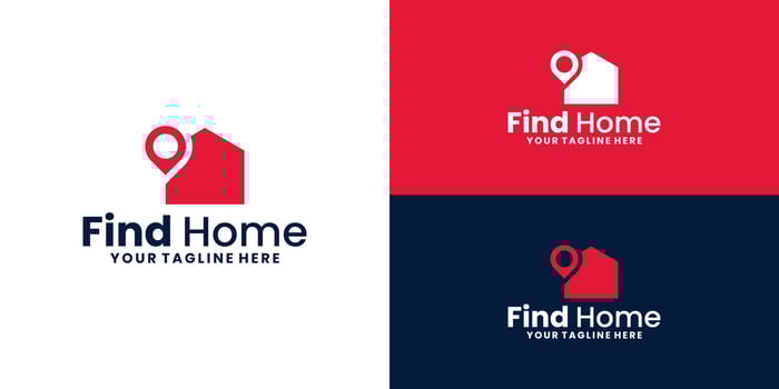 location house logo design, house and map pin vector