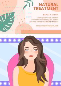 Beauty Salon Flyer Template Flat Cartoon Background Vector Illustration