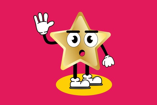 Illustration vector graphic cartoon character of cute mascot golden star with pose. Suitable for children book illustration and element design flyer,poster.