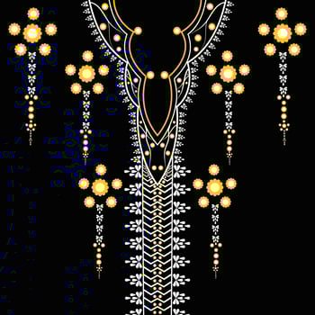 traditional geometric ethnic embroidered neckline pattern design vector