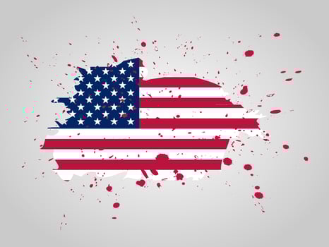 Flag of The United States of America, brush stroke background vector