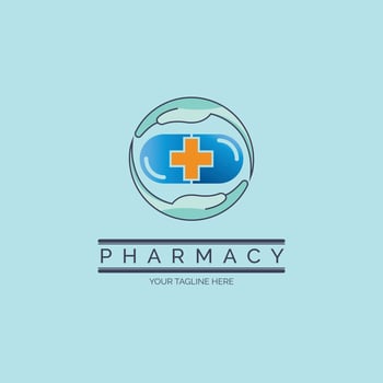 capsule medicine pharmacy hospital cross logo template design for brand or company and other vector