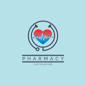 Medical love electrocardiogram ECG stethoscope  logo template design for brand or company and other vector