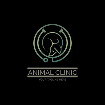animal clinic dog stethoscope  line style luxury logo template design for brand or company and other vector