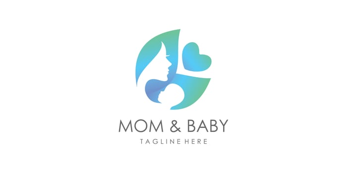 Mom and baby logo design concept with unique style Premium Vector