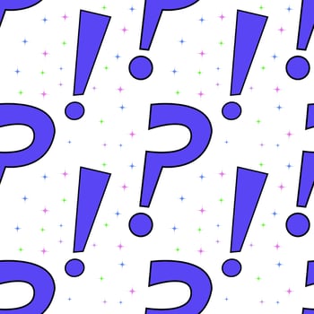 Vector seamless pattern with question and exclamation marks.  Vector illustration.Ideal for children's posters, packaging, textiles, web design, postcards.