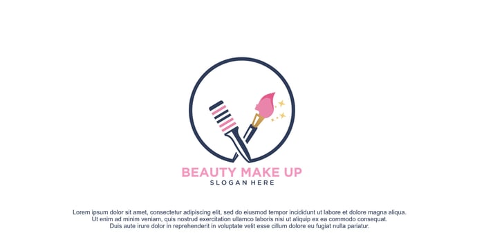 Make up Logo design  With beauty woman Premium vector