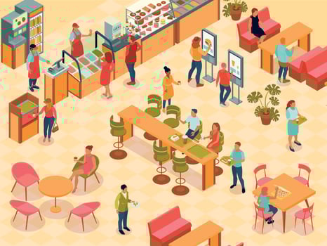 Food Court Isometric Background vector