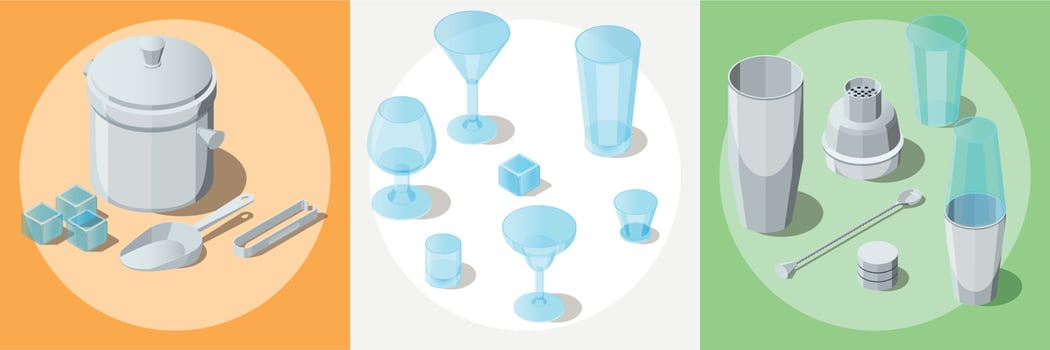 Bartender Isometric Square Set vector