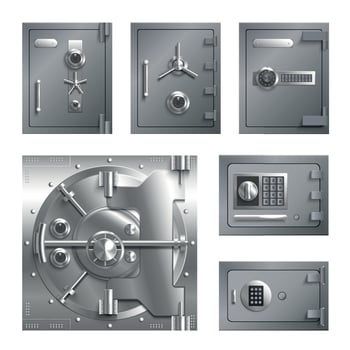 Safe Lockers Doors Set vector