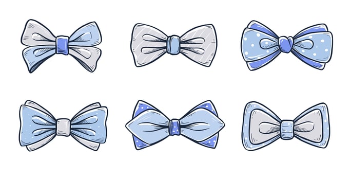 Tie bow color doodle sketch vector
