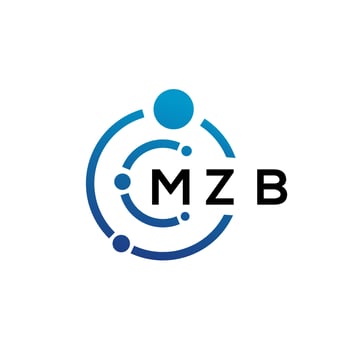 MZB letter technology logo design on white background. MZB creative initials letter IT logo concept. MZB letter design. vector
