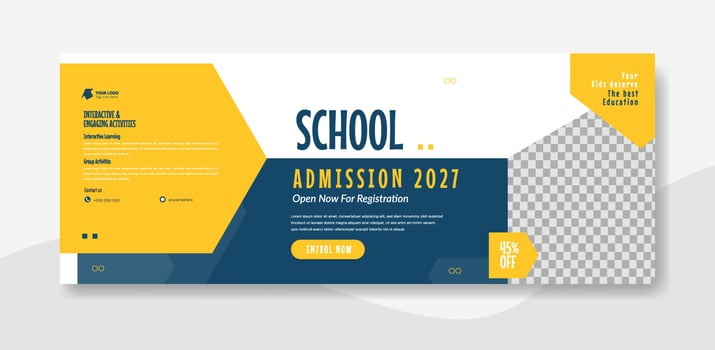 School admission web banner template design illustration vector